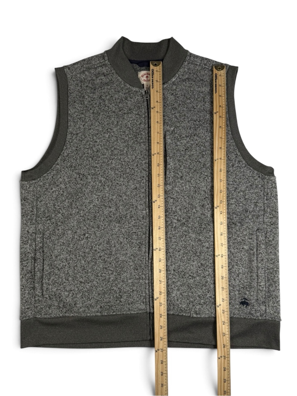 Brooks Brothers Red Fleece Marled Gray Sweater Fleece Full Zip Vest Men’s XL - Picture 5 of 9